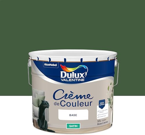 Dulux Valentine Crème de Couleur - Peinture multi-supports intérieure - Satin Vert Tropical 10 L