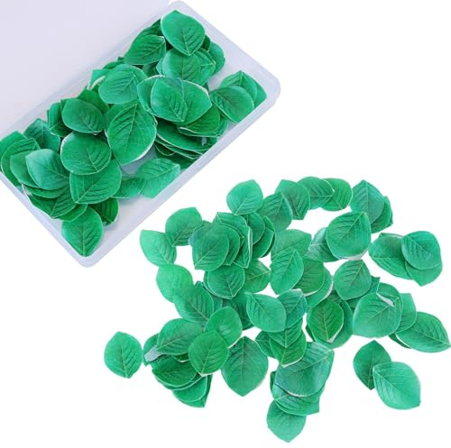 ISAKEN 100 Piezas Adornos Comestibles para Magdalenas con Hojas, Adornos Comestibles para Tartas, Adornos para Tartas para Fiestas de Cumpleaños, Bodas