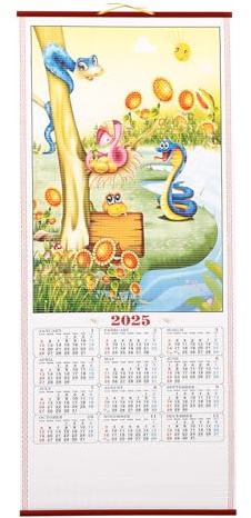 LALAFINA 2025 Wall Calendars 2025 Year Of Snake Chinese New Year Calendar Wall Scroll 2025 Chinese Lunar Planner for Home Office Decor