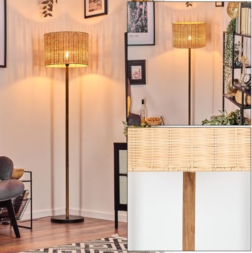 HOFSTEIN golvlampa Cavaca, golvlampa i skandinavisk design, boho-stil med rotting/korgvävskärm, Ø 40 cm, E27, höjd 165 cm, med fotbrytare - vardagsrum, sovrum, matsal, hall