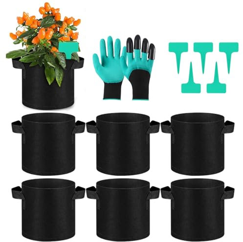 Stofftopf,7 Stück Pflanzsack 3 Gallon,12L Vliesstoff Pflanztasche mit Griffe,Pflanzgefäß Pflanzbeutel,Wiederverwendbar Kartoffelsack Pflanztasche,Pflanztasche Stofftöpfe,Reißfester Stoff Pflanzsack