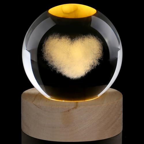 AWARDSEN Boule de cristal en forme de cœur de 60 mm - Presse-papiers - Décoration - Boule en cristal - Cadeau d'anniversaire pour elle