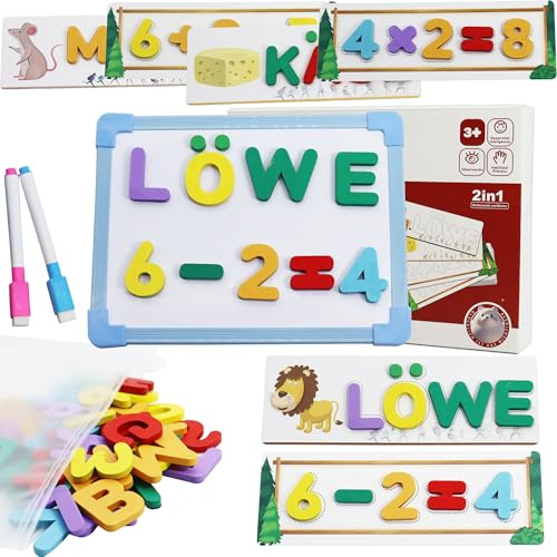 MAYAPHILOS Buchstaben Lernspiel, Lernen Deutsch für Kinder mit 32 Karten, Buchstabierspiele Montessori Spielzeug Lernpuzzle ab 3 4 5 6 7 8 Jahre
