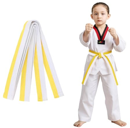 COYUN 1 pcs Blanco amarillo Cinturón Taekwondo, Cinturón de Judo, Cinturón de Artes Marciales, Cinturones de Judo de Karate, Cinturón de Taekwondo Para Artes Marciales, Cinturón de Taekwondo, 180cm