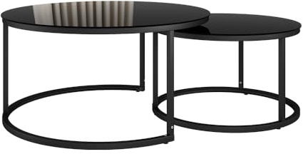 Vicco Couchtisch-Set Montreal, Schwarz Hochglanz, 77 x 77 cm | 2 Teile, platzsparend klappbar und vielseitig kombinierbar