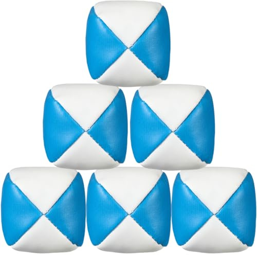 Patelai 6 Packs Juggling Balls Set for Beginners, Quality Mini Durable Juggle Ball Kit, Soft and Easy for Beginners Juggle (White Blue)