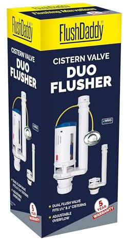 LavaTap – FlushDaddy NP254 Dual Flush Valve for Toilet Cisterns for 1.5 & 2 Cistern Outlets – Check Measurements Before Ordering Drop Valve Replacement, WRAS Approved, Water-Saving Push Button