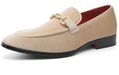 Bruno Marc Men's Dress Tuxedo Shoe Slip-on Classic Loafers,Khaki,9
