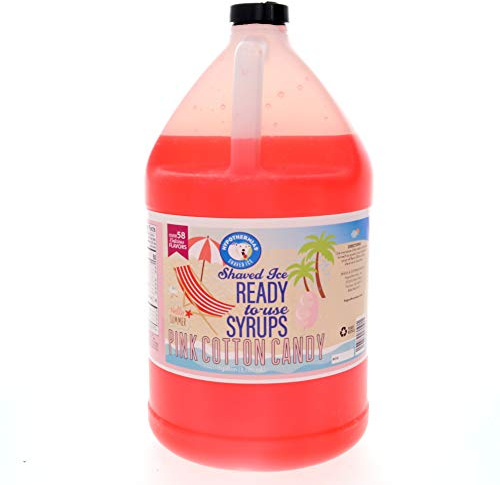 Hypothermias Pink Cotton Candy Ready to Use Gallon (128 Fl. Oz) Hawaiian Snow Cone Flavors Syrup - Shaved Ice, 100% Pure Cane Sugar