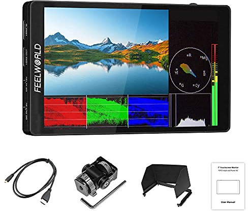 FEELWORLD F7 PRO 7-Zoll-Touchscreen-Spiegelreflexkamera-Feldmonitor mit 3D-Lut HDR-Wellenform externes Netzteil-Kit F970 1920x1200 4K 60Hz HDMI-Eingang und -Ausgang 8,4 V DC 5 V Typ-C-Ausgang