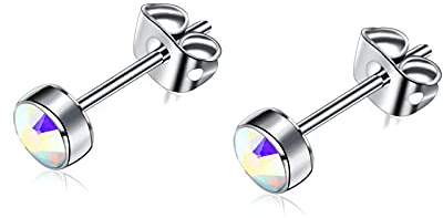 Artskin Orecchini a bottone in titanio G23 per donna Orecchini da donna Orecchini a bottone da uomo con zirconi ipoallergenici da 5 mm per orecchie sensibili