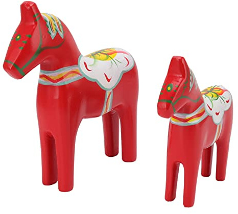 1 par Svenska Dalahästar i trä, Statyfigurer för Dalahäst i trä Lämpliga för prydnadsföremål.