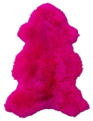 Tannery Sheepskin Dunkelrosa gefärbtes echtes Schafsfell Lammfell Schafsfell Teppich Pelz weiche Wolle, schaffell, Hygge (ca. 90/50cm)