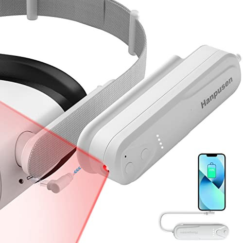 Hanpusen Quest 2 Zubehör Akku Pack mit Ir Licht, VR Infrarot Licht mit 5000mAh Powerbank für Meta Quest 2,Verbessern Sie das Tracking im Dunkeln verlängert 2-4 Stunden Spielzeit