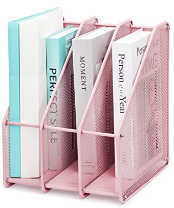 EXERZ Zeitschriftensammler/Gitter Metall Dreifach Schreibtisch Ordner Halter - 3 Unterteilungen Dokumente A4 / Aufbewahrung Ordner/Schnellhefter/Organisator/Stehsammler Buchstütze