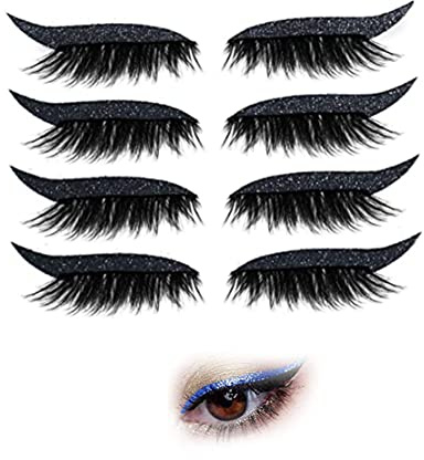 4 Adesivi Per Ciglia E Eyeliner, Adesivi Glitterati Autoadesivi Riutilizzabili, Per Festa Di Matrimonio (Black)