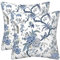 Kissenbezug 45x45 2er Set Blau Kissenbezüge Chinesischer Vogel Blume Deko Kissen Samt Sofakissen Modern Abstrakte Kissenhülle Dekokissen Aesthetic Couchkissen für Sofa Couch Wohnzimmer Zierkissen