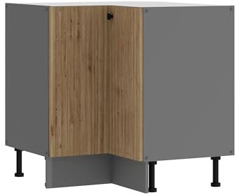 Küche AVA Artisan Eckunterschrank 90X90 cm Lamellenoptik Küchenzeile Einbauküche