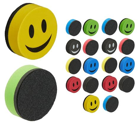 Relaxdays Whiteboard Schwamm 20er Set, Magnetschwamm rund, Schule & Büro, H x Ø: 2 x 5 cm, Whiteboard Wischer, Eva, bunt