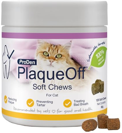 ProDen PlaqueOff 120 Masticabili Morbidi per Gatti | Aiuta a Ridurre Naturalmente Placca, Tartaro e Alito Cattivo | Azione Sistemica