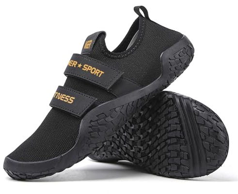 ZHENSI Zapatos De Peso Muerto, Zapatos De Levantamiento De Pesas En Cuclillas Hombres Mujeres Zapatos De Entrenamiento Cruzado Descalzos para Gimnasio En Interiores,Negro,44 EU
