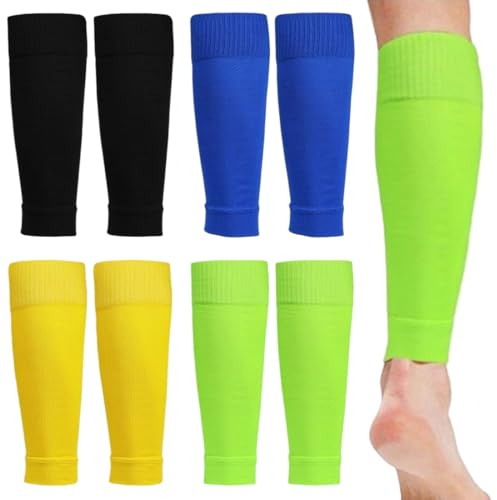 PYEUIFT 4 Paires Chaussettes de Protection Tibia de Football pour Enfants, Chaussettes D'entraînement Chaussettes de Sport pour Garçons et Filles débutants en course ou entraînement de football