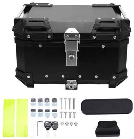 Baúl Superior para Motocicleta, Caja Trasera para Motocicleta de Aleación de Aluminio de 32 L con Cerradura de Seguridad, Ajuste Universal para Casco y Equipaje, Caja Superior