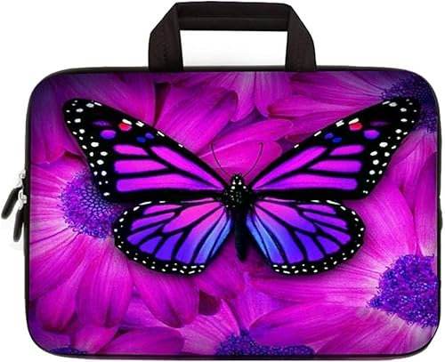 Mibbxea Funda de neopreno para portátil 12/15 pulgadas, bolsa tipo sleeve portátil para Chromebook/Ultrabook/Netbook, funda protectora para computadoras (mariposa grande, 15 a 15,6 pulgadas)
