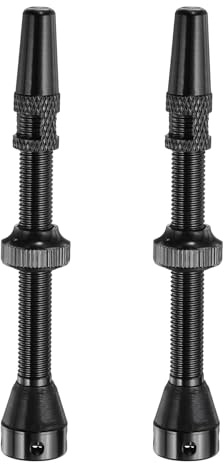 QUARKZMAN 2 Piezas de Válvulas Tubeless de 60 mm de Aleación de Aluminio con Tapas de Extracción de Válvula Tubeless con 4 Orificios Súper Ligeras, Llantas Tubeless de Bicicleta, Negro