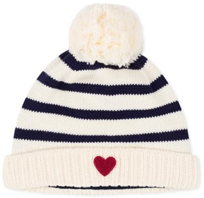 Petit Bateau Bonnet bébé rayé en Tricot doublé en Polaire