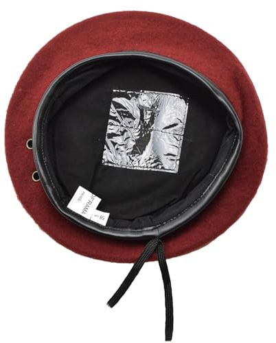 Béret militaire rouge original français pour homme - Béret de la Force Armée en laine légère, Rouge, Taille unique