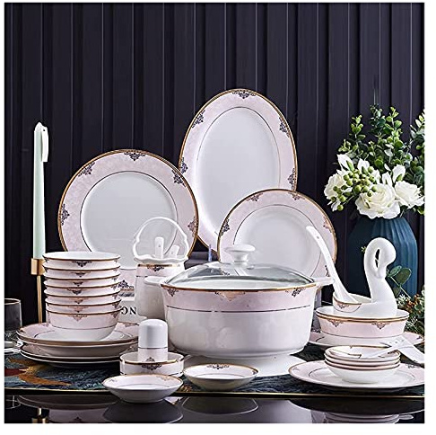 SnamicE Juegos de vajilla Juego de Platos 60 Piezas Juego de vajilla de cerámica Vajilla de Porcelana Platos Platos Combinados de cerámica Juego de vajilla Servicio de porcel,