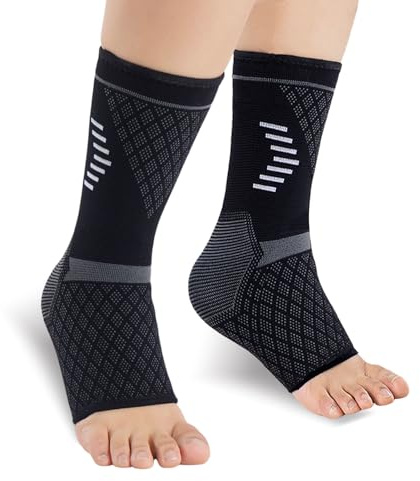 NuCamper 1 Paires Chevillère Entorse, Attelle Cheville, Chevillère de Maintien Sport, Chaussettes de Compression, Soutien du Entorse Légère Tendinite Tendon Achille Fasciite Plantaire Homme et Femme