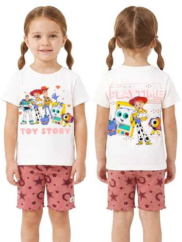 Disney Toy Story Camiseta Y Pantalones Cortos Niña, Camiseta Niña Y Pantalones Corto Buzz Lightyear, Woody, Rosa 4-5 años