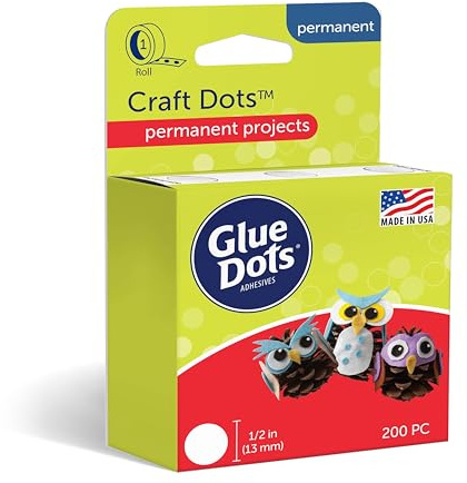 Glue Dots, Craft Dots, Double-Sided, 1/2, .5 Inch, 200 Dots, DIY Craft Glue Tape, Sticky Adhesive Glue Points, Liquid Hot Glue Alternative, Clear