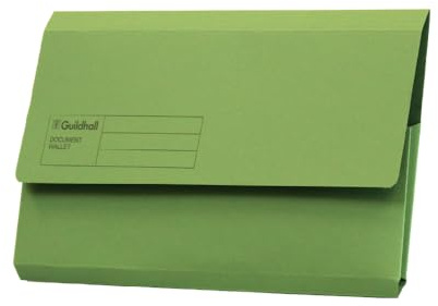 Exacompta Guildhall Document Wallets, 285gsm, Foolscap - Green, Pack of 50
