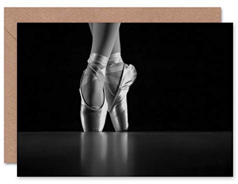 Wee Blue Coo CARD GREETING MONOCHROME BALLERINA DANCER SHOES GIFT