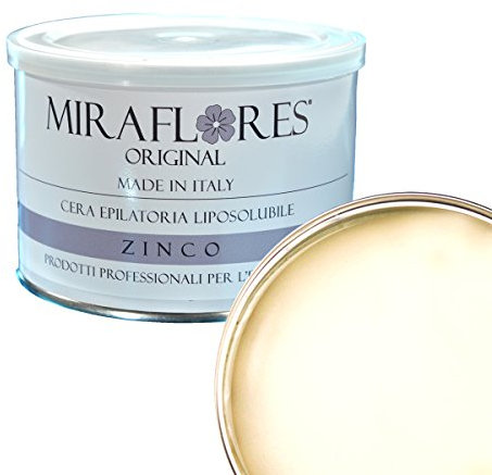 Wachs Haarentfernung Professionelle Zink, Formulierung Klassische auf Grundlage von natürlichen Harzen, Wachs liposoluble in Miraflores Topf Original – Pot von 400 ml (Zink)