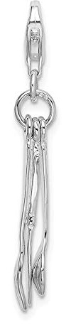 Solid 925 Sterling Silver Cutlery Lobster Clasp Charm Small Tiny Pendant - 44mm x 6mm