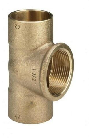 Löt-Fitting Rotguss DVGW T-Stück mit Innengewinde (22 x 1/2 x 22)
