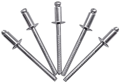 Confezione da 100 rivetti per ciechi in acciaio inox, 4,0 x 8 mm, testa a cupola, ribattini DIN 7337, A2, mandrino scanalato (100, 4,0 x 8 mm)