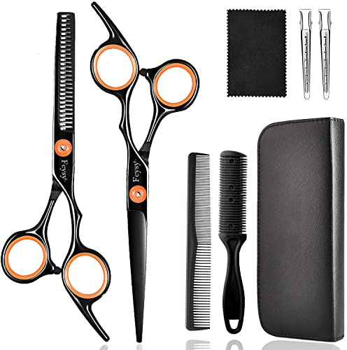 Hairdressing Scissors Thinning Scissor Set, Fcysy Professional Hair Dressing Sizzors Kit with Hairdresser Scissors Blending Shears Barber Accessories, Hair Cutting kit Haircut Set for Women Men