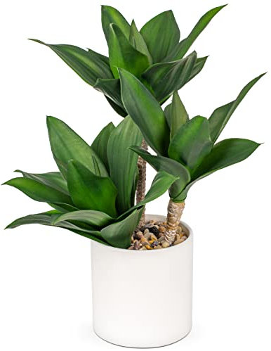 37cm Grandi piante grasse artificiali in vaso, 3 pezzi di agave in vaso, piante grasse artificiali in vaso, decorazione di piante grasse in vaso aloe yucca vera per casa, ufficio, cucina