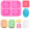 3 Moldes para Jabones Artesanales, Molde Rectangulares de Jabón de Silicona, Molde para Hacer Jabón de Grado Alimenticio, 4 Cavities Rectangular, Ovalado y Cuadrado Mold para Handmade Velas, Pastel
