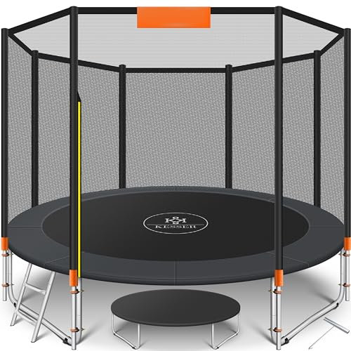 KESSER® Trampolin Outdoor Ø 244/305/366/427 cm Komplettset mit Sicherheitsnetz, Leiter, Randabdeckung & Seitentasche und Montagezubehör | Kindertrampolin Gartentrampolin Belastbarkeit 150 kg