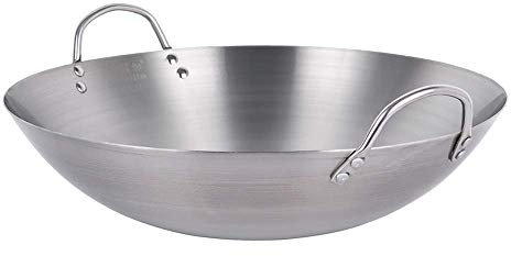 GAOAZHEN Pentole da Cucina Padelle Wok Padella Wok Professionale Grande Non Rivestita Padella per Saltare con Manico in Acciaio Wok Multiuso 32 60 cm Padella da 60 cm