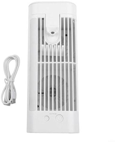Niceminiwall Mini aire acondicionado portátil con alimentación USB y luz nocturna para uso en el escritorio de oficina en casa, 3 ajustes de velocidad y funcionamiento silencioso (2400 mAh)