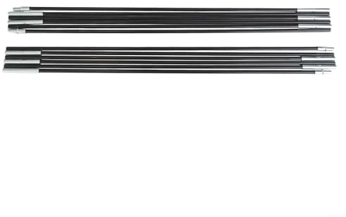 Hosrivae Kit de postes de fibra de vidrio para tienda de campaña y senderismo, varillas de soporte ajustables de 3,1 a 4,75 m, marcos de toldo plegables de 6 a 9 secciones, 6,9 a 7,9 mm de diámetro