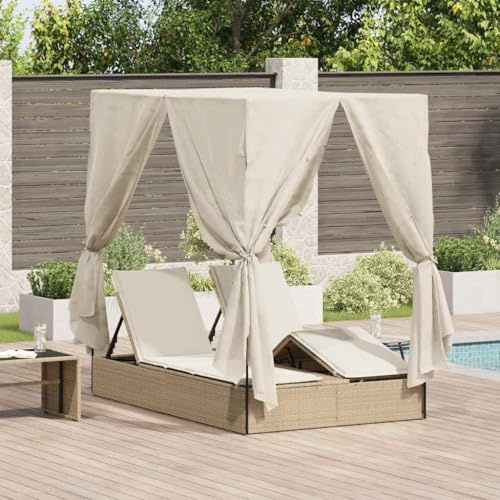 Lumanois Tumbona Doble Beige 205 x 129 x 200 cm ratán sintético,Camas para Exteriores,44kg-3376131