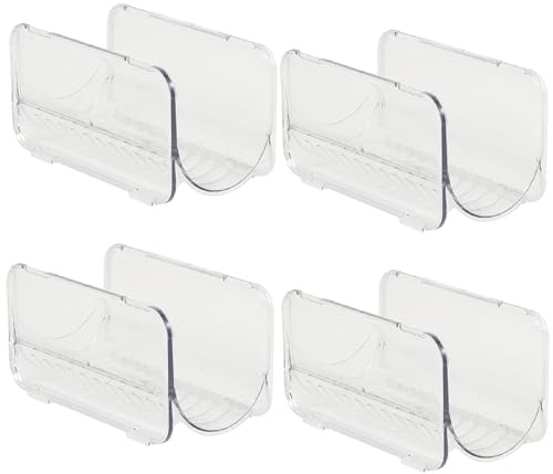 Set of 4 Wine Bottle Rack,Stackable Water Bottle Organiser, Plastic Bottle Holder for Fridge, Pantry, Kitchen, Storage for Wine, Soda, Pop and Beer,Dustproof Kitchen Storage (Clear)
